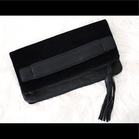 BCBGeneration Handbags - NWT beautiful faux fur foldover clutch